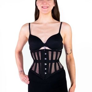 Orchard Corset Mesh Hourglass Curve Waspie Underbust, Black, CS-201